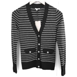 [Halogen] 100% Merino Wool Striped Cardigan